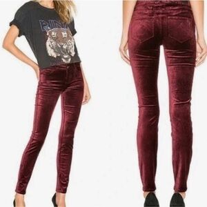 Paige burgundy red crushed velvet Hoxton ultra skinny legging pants Sz 29